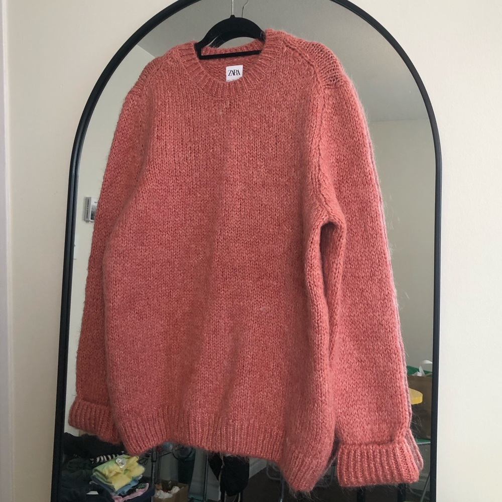 Zara Oversized Pink Salmon Knit Sweater